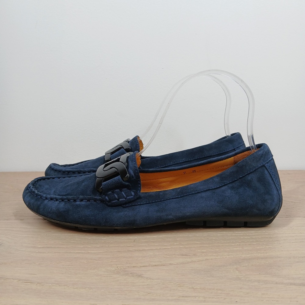 Van Eli Loafers Women's 7 M Navy Suede Horsebit Driving Moc Comfort Flats